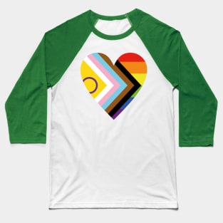 Progress Pride Heart Baseball T-Shirt